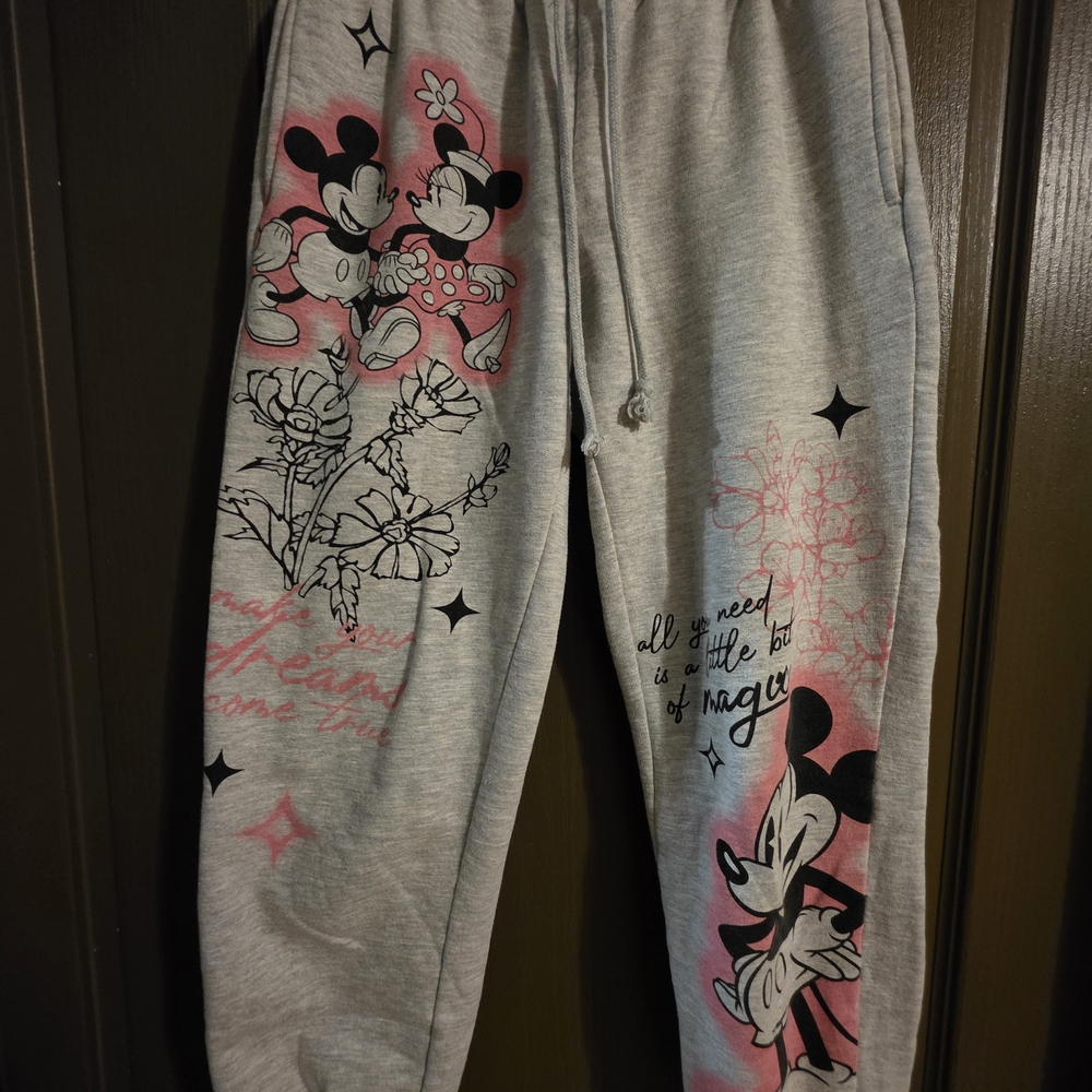 Disney Mickey Mouse Kids Sweatpants - Gray and Pink